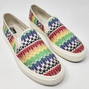 Keds Sneakers Women 10 Double Decker Fair Isle Canvas Slip-On Rainbow Arrows